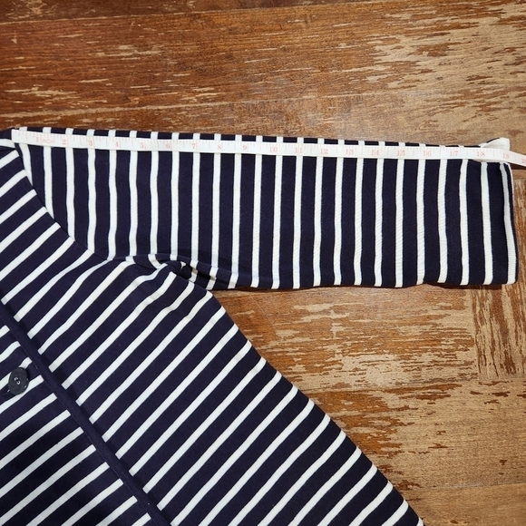 Lands End Women's Striped Cardigan ¾ Length Sleeve Size 10-12 - Picture 5 of 9